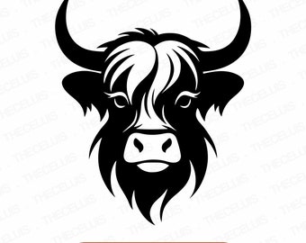 HIGHLAND COW Svg, Eps, Dxf, Png Datei - Vinyl Schneidedatei, Digitale Datei der Tiere, Rinder Clipart, Cricut, Silhouette Cameo, Sofort Download