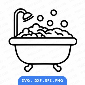 Wanna Svg, Eps, Dxf, Pliki Png - Plik do cięcia winylu, Cyfrowy plik łazienkowy, Klipart prysznicowy, Cricut, Sylwetka Cameo, Natychmiastowe pobieranie