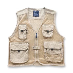 NEPUCA Vest with Multi Pockets Beige Color Mesh for Outdoor Outfit