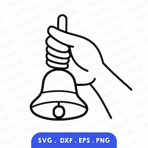 MAIN tenant les fichiers CLOCHE Svg, Dxf, Eps, Png - découpe de vinyle, gravure, impression, clipart cloche, Cricut, Silhouette, téléchargement immédiat