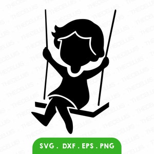 RAGAZZA SULL'ALTALENA Svg, Eps, Dxf, Png - File di taglio vinile, File digitale altalena, Clipart bambina, Cricut, Silhouette Cameo, Download immediato
