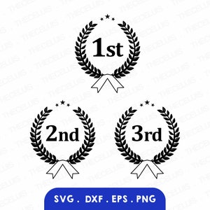 Corona per il primo, secondo e terzo posto in formato SVG, DXF, EPS, PNG - File da taglio in vinile, Clipart dei vincitori, Cricut, Silhouette Cameo, Download immediato