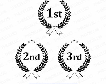 First, Second, Third Place Wreath Svg, Dxf, Eps, Png File - Vinyl Cutting File, Winners Clipart, Cricut, Silhouette Cameo, Instant Download