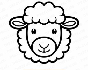 Schaf Gesicht SVG PNG Dateien: Bauernhof Tier Clipart für Cricut, Silhouette (digitaler Download)
