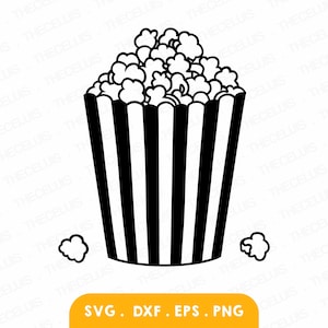 POPCORN Svg, Dxf, Eps, Png File - Vinyl Cutting File, Digital File, Food Clipart, Cricut, Silhouette Cameo, Instant Download