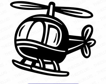 Helikopter SVG DXF PNG-bestand voor Cricut Silhouette - snijden, graveren, kindervoertuig clipart
