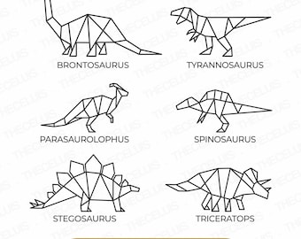 DINOSAUR Geometric Polygonal Brontosaurus Spinosaurus Tyrannosaurus Stegosaurus Triceratops  Vinyl Cutting File SVG DXF Cricut, Silhouette