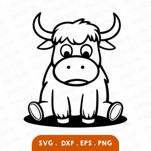 Cute YAK Svg, Eps, Dxf, Png Files - Vinyl / Sticker Cutting File, Wild Ox Cartoon Clipart, Cricut, Silhouette Cameo, Instant Download