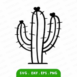 CACTUS Svg, Dxf, Eps, Png-bestanden - vinyl / sticker snijden, gravure, afdrukken, stekelige plant Clipart, Cricut, silhouet, Instant Download