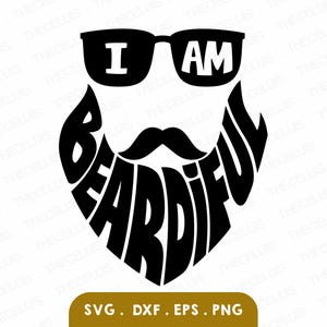 BEARDIFUL Svg, Eps, Dxf, Arquivo Png - Corte de vinil, Gravação, Impressão, Hipster Gentleman Beard Clipart Cricut, Silhueta, Download instantâneo