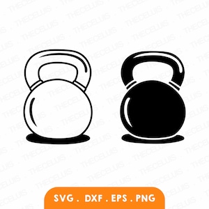 KETTLEBELL Svg, Dxf, Eps, Png Files - Vinyl / Sticker Cutting, Engraving, Printing, Workout Clipart, Cricut, Silhouette, Instant Download