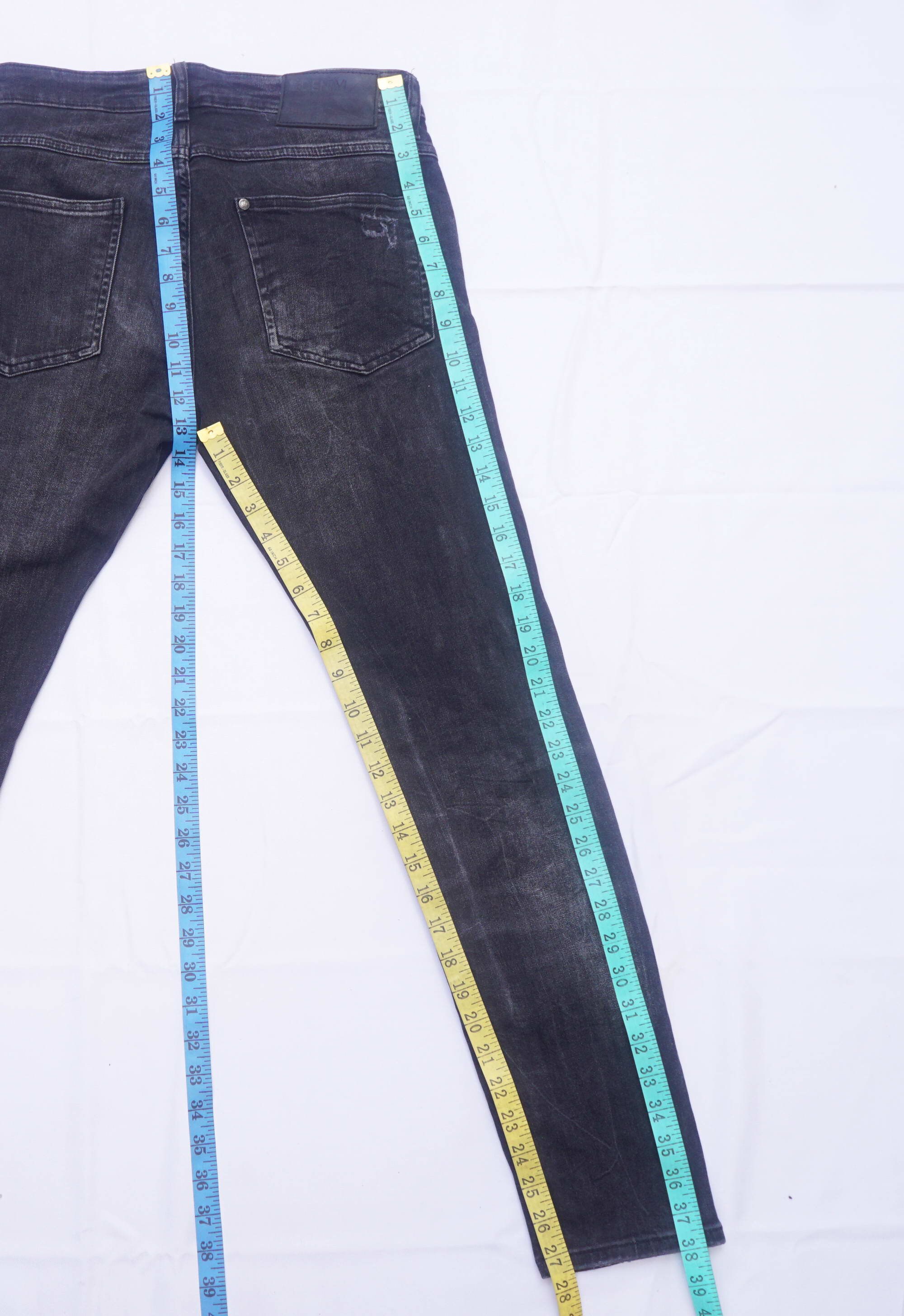 H&M skinny jeans met lage taille scheuren en versleten knopen - Etsy België