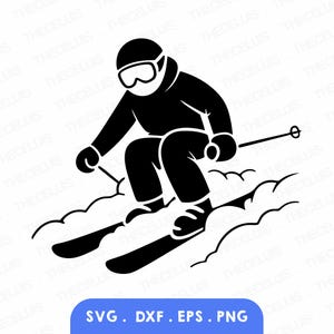Skiing Clipart: Winter Sport Vector Files for Cricut & Silhouette (Digital Download