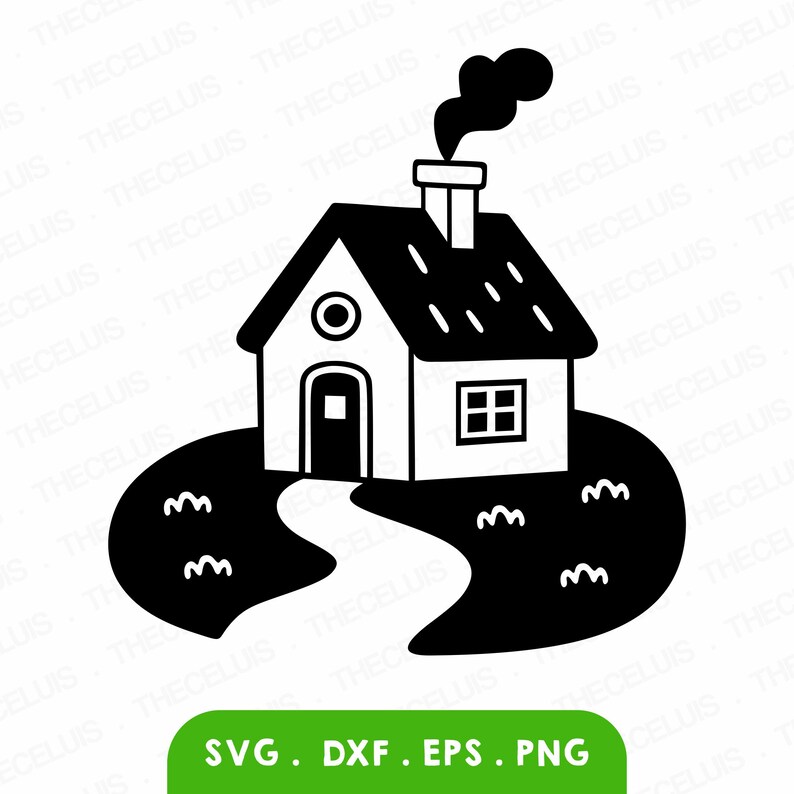 Cottage House SVG PNG DXF Files: Home Clipart for Cricut, Silhouette ...
