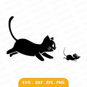 KATZE UND MAUS Svg, Eps, Dxf, Png - Vinyl / Aufkleber Schneiden Gravur, lustiges Tier Haustier Clipart, Cricut, Silhouette Cameo, Sofort Download