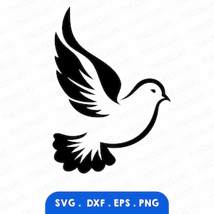 Dove Svg, Dxf, Eps, File Png - File di taglio vinile, File digitale uccello, Clipart piccione, Cricut, Silhouette Cameo, Download immediato