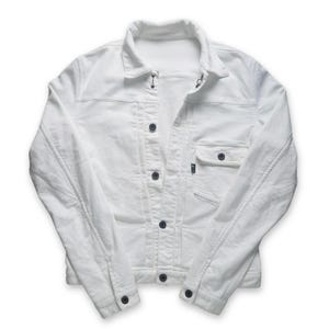 WJK White Stretchable Denim Jacket