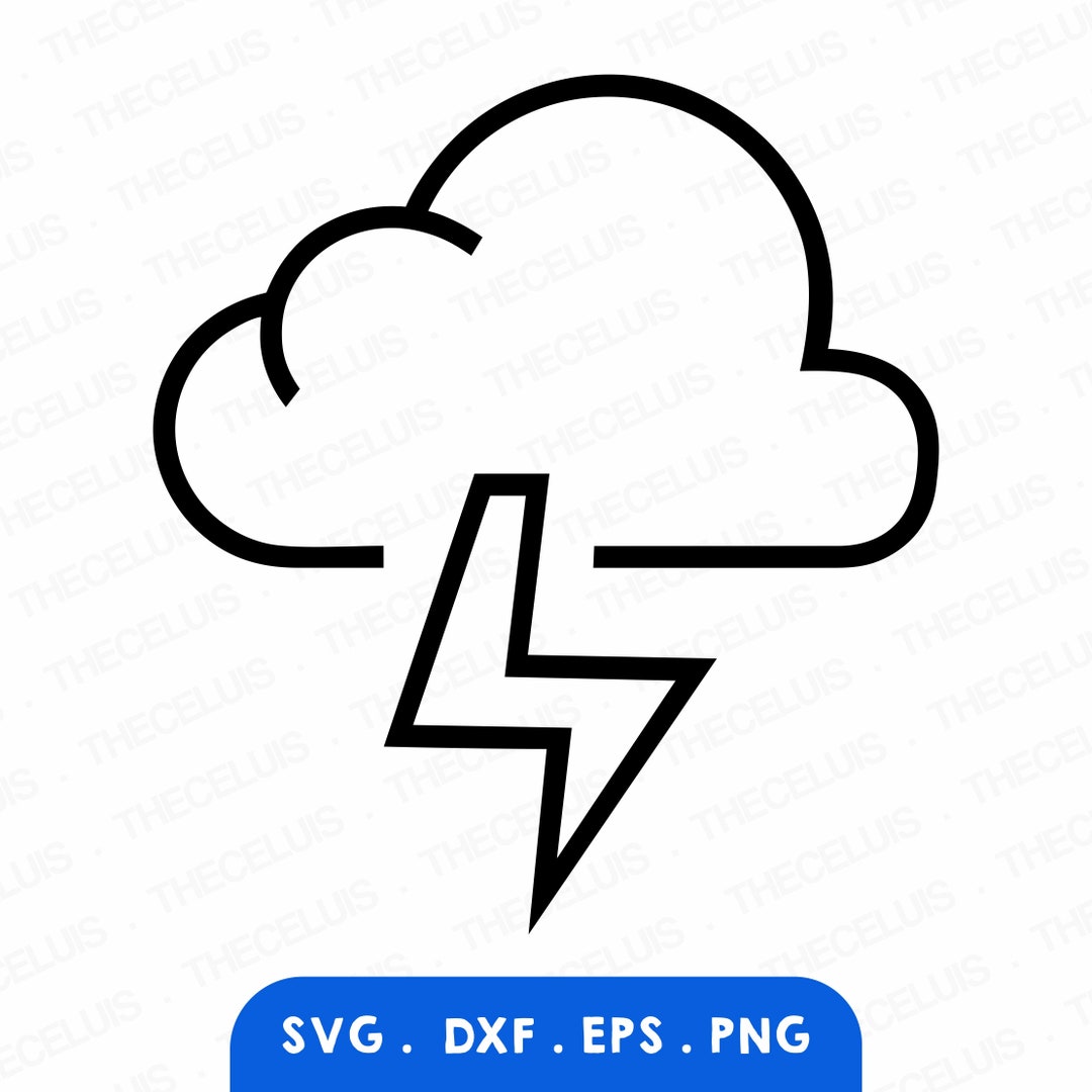Cloud and Lightning SVG DXF PNG File for Cricut Silhouette - Cutting ...