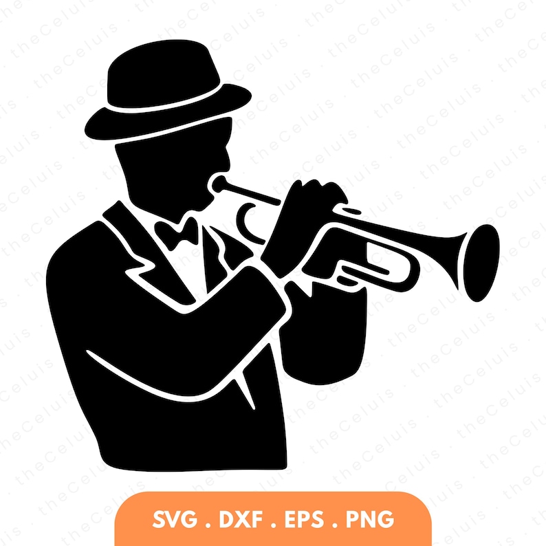 Trumpet SVG PNG File, Trumpeter Clipart for Cutting, Engraving ...