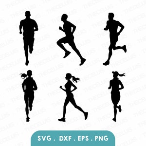 Running Silhouette SVG, DXF, Eps, PNG, Sports Vinyl Cutting File, Runner Digital File, Jogging Clipart, Cricut, Silhouette, Instant Download