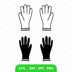 HAND GLOVES Svg Dxf Eps Png Files | Gloves Outline Clipart Handwear File for Cricut & Silhouette | Rubber Gloves Engraving Instant Download