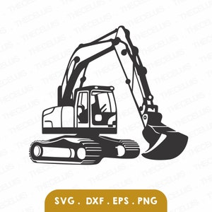 EXCAVATOR SVG, Dxf, Eps, Png files, Construction Digital File, DIY Vinyl Cutting File, Digger Clipart, Cricut, Silhouette, Instant Download