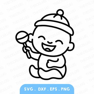 File SVG, DXF, EPS, PNG di BABY con GIOCATTOLO - Taglio vinile/adesivo, incisione, stampa, clipart per neonati, Cricut, Silhouette, download immediato