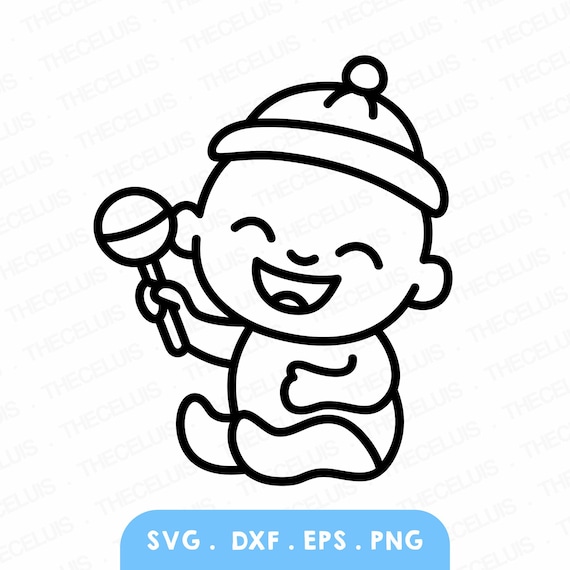 Baby Rattle Line Drawing