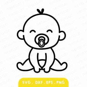 File BABY con ciuccio in formato SVG, DXF, EPS, PNG - Taglio vinile, incisione, stampa, clipart per neonati, Cricut, Silhouette, download immediato