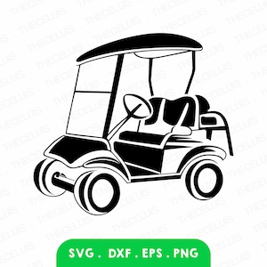 ゴルフ カート SVG、DXF、EPS、PNG ファイル - ビニール カッティング ファイル、ゴルフ デジタル ファイル、バギー クリップアート、クリカット、シルエット カメオ、即時ダウンロード
