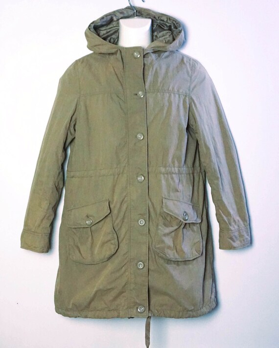 Japanese Brand HONEYSUCKLE ROSE Faded Army Green Hooded Long
