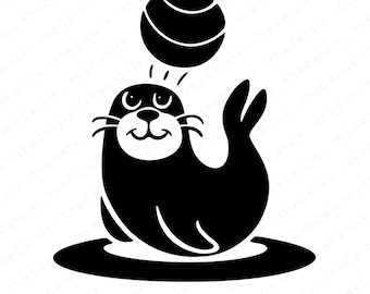 Sea Lion SVG PNG DXF Files for Cricut, Silhouette - Animal Circus Clipart (Instant Download)