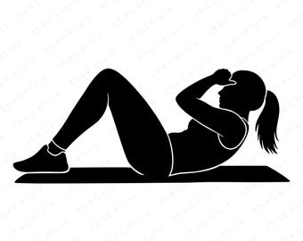 Sit-Up Exercise SVG DXF PNG File for Cricut Silhouette - Cutting, Engraving, Woman Workout Clipart