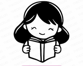 Girl Reading Book Clipart: Back To School SVG (Digital Download)