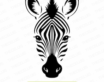 ZEBRA Face Svg, Eps, Dxf, Png File - Vinyl Cutting File, Animal Portrait, Wildlife Clipart, Cricut, Silhouette Cameo, Instant Download
