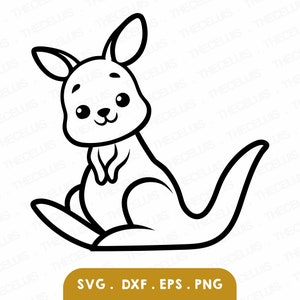 KANGOEROE Svg, Dxf, Eps, Png-bestand - Vinyl snijden bestand, dierlijk beeldverhaal digitaal bestand, Wildlife Clipart, Cricut, silhouet, Instant Download