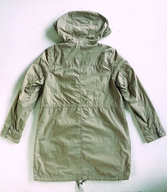 Japanese Brand HONEYSUCKLE ROSE Faded Army Green Hooded Long