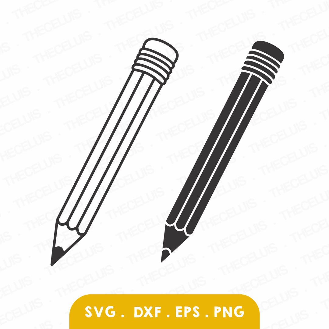 Pencil SVG PNG DXF Files: Clipart for Silhouette, Cricut (instant ...