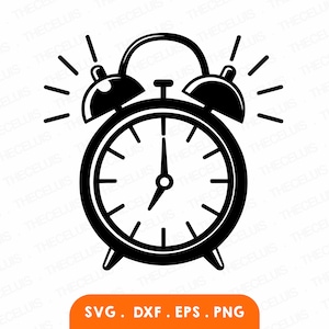 ALARM CLOCK Svg, Dxf, Eps, Png Files - Vinyl Cutting Clock Engraving, Time Clipart, Wake Up file for Cricut & Silhouette, Instant Download