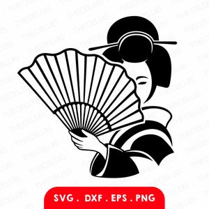 GEISHA Svg, Eps, Dxf, File Png - Vinile / Adesivo Taglio, Incisione, Stampa, Donna Giapponese Clipart, Cricut, Silhouette, Download Istantaneo