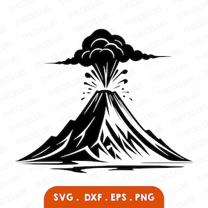 VOLCANO Svg, Dxf, Eps, Png Files - Vinyl / Sticker Cutting, Engraving, Printing, Lava Eruption Clipart, Cricut, Silhouette, Instant Download