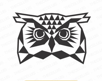 OWL Polygonal Svg, Eps, Dxf, Png Files, Geometric Cutting File, Low Poly Clipart, Bird Digital File, Cricut Silhouette, Instant Download