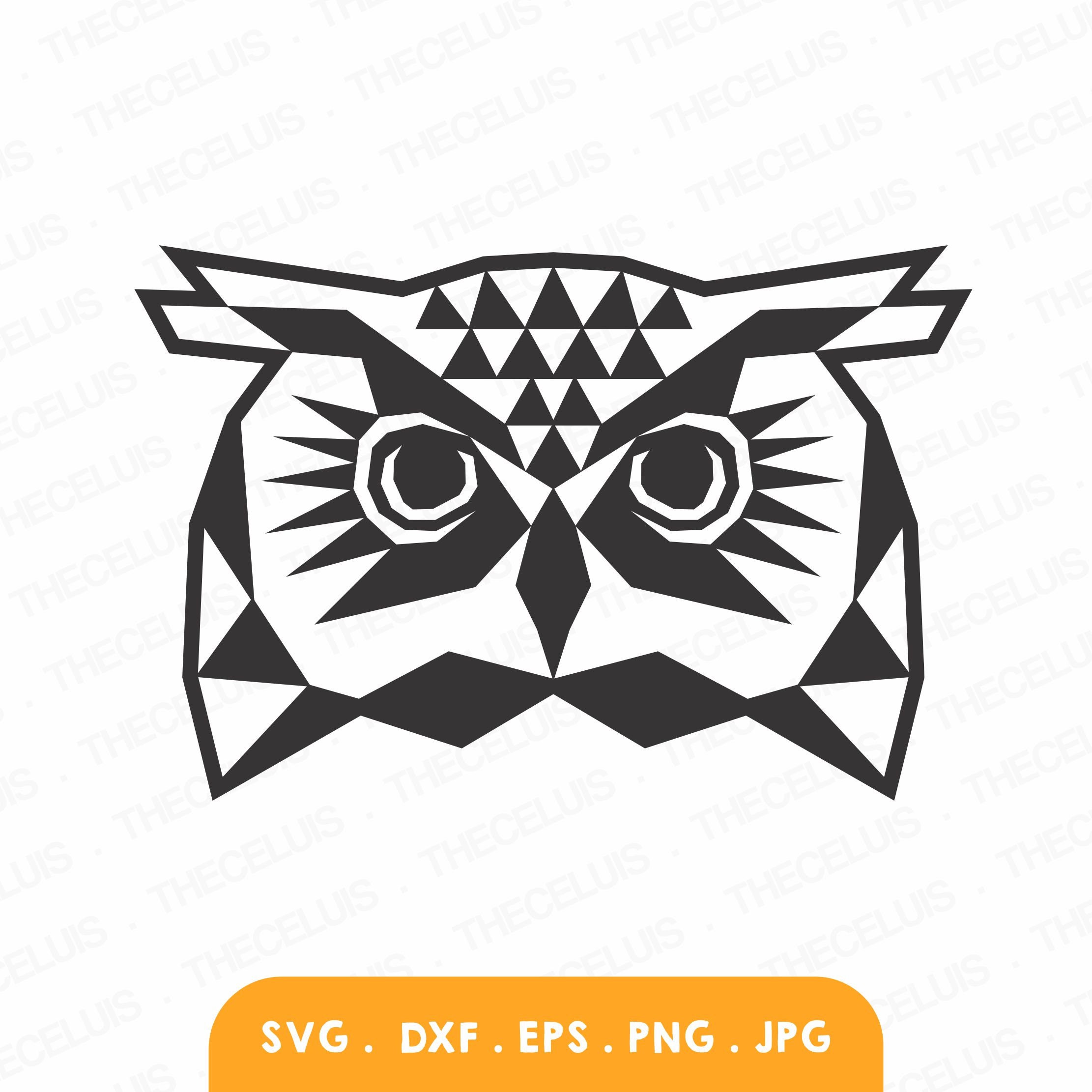 OWL Polygonal Svg, Eps, Dxf, Png Files, Geometric Cutting File, Low Poly Clipart, Bird Digital File,