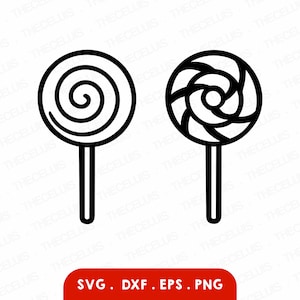 LOLLIPOP Svg, Eps, Dxf, Png - Vinyl Cutting Lollipop Engraving File, Sugar Candy Clipart for Cricut & Silhouette Cameo, Instant Download