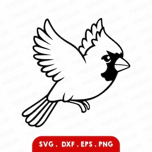 KARDINAL Svg, Eps, Dxf, Png-bestand - vinyl / sticker snijden digitaal bestand, vogel clipart, Cricut, Silhouette Cameo, gravure, Instant Download