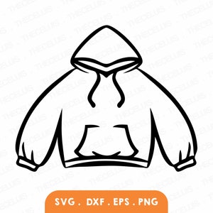 SUDADERA CON CAPUCHA Archivo Svg, Eps, Dxf, Png - Archivo de corte de vinilo, Archivo digital de ropa, Clipart de sudadera, Cricut, Silhouette Cameo, Descarga instantánea