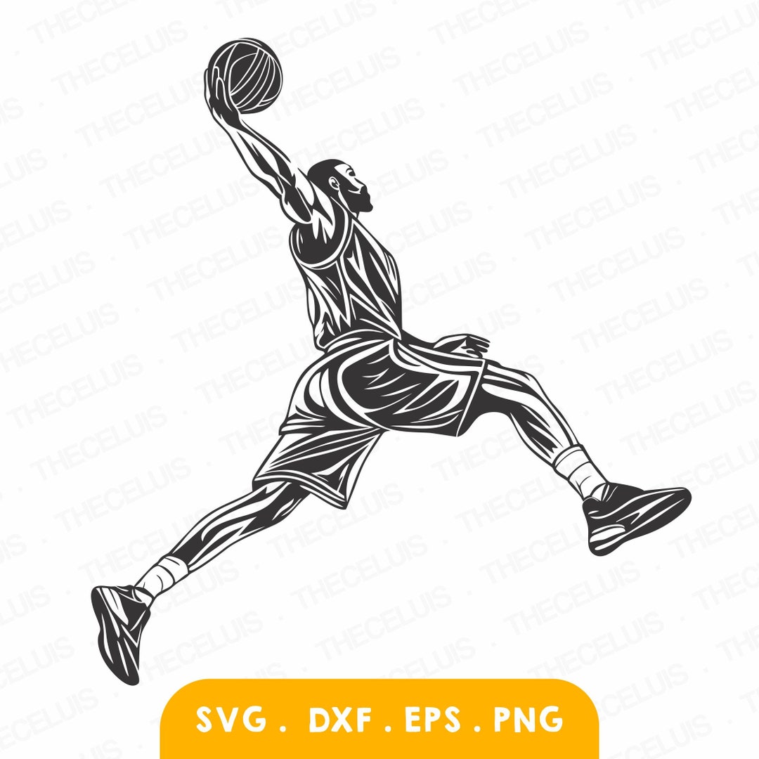 Basketball Slam Dunk SVG, , DXF, Eps, PNG Sports Vinyl Cutting File