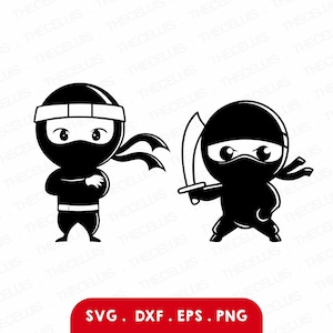 NINJA - Svg, dxf, eps, png - vinyl snijden ninja gravure, anime digitaal bestand, cartoon ninja clipart, Cricut, silhouet, Instant Download