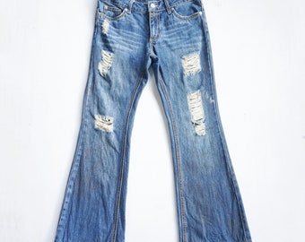 Unbranded Japan Low Rise Ripped Dirty Look Flare Jeans