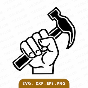 HANDVAT HAMER Svg, Eps, Dxf, Png-bestanden - vinyl / sticker snijden, afdrukken, Tools Clipart, Cricut, Silhouette Cameo, Instant Download
